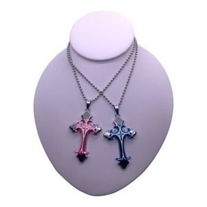 His Her Lovers Boyfriend Girlfriend Husband Wife Couples Cross Necklaces Set